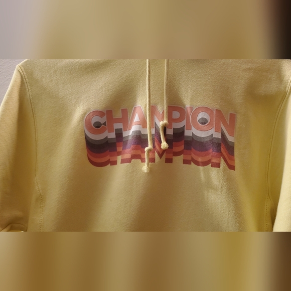 CHAMPION yellow hooded SWEATSHIRT size S - Picture 2 of 9